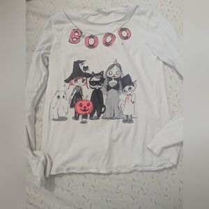 H&M White Halloween Graphic Long Sleeve Shirt